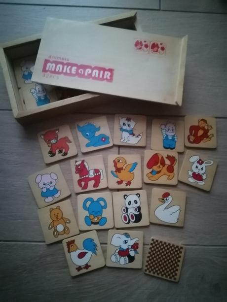 Drevené pexeso zvieratá mix v drevenej krabičke, 