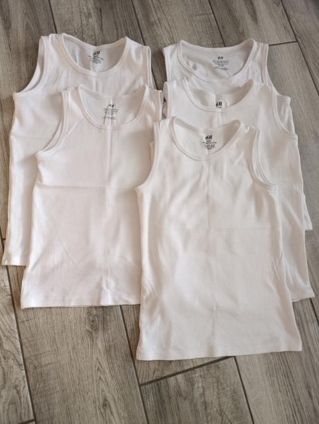 5x biele tielko h&m -122/128, h&m,122