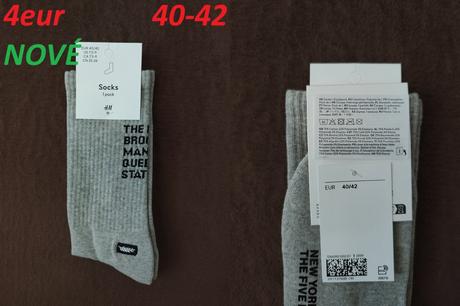 Ponožky dlhé new york 5 boroughs sivé melírované, h&m,40 / 42