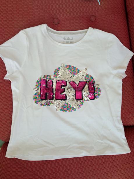 Flitrové crop top tričko hey, 146