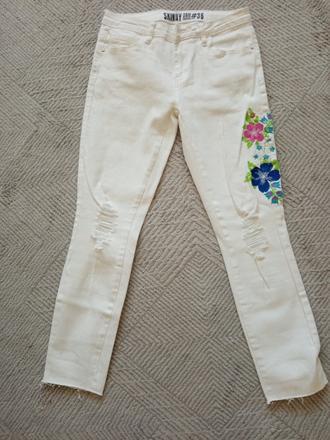 Skinny rifle s kvetmi vel. 36, denim,s