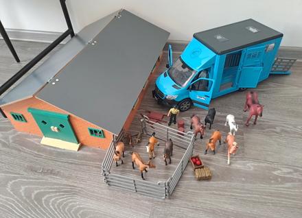 Detská farma+ auto bruder +12x kone..,