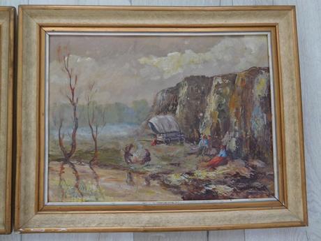 Kočovníci-olej na plátne 1952, 38 x 48 cm 2 kusy, 
