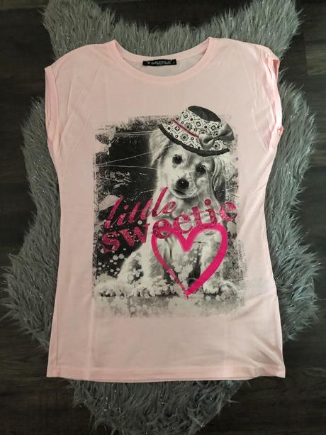 Tunika/tričko, tričko so psom, ružové, dlhšie, s