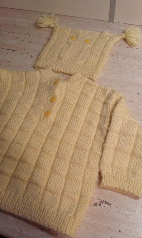 Pletený pulóvrik s čiapočkou, 98