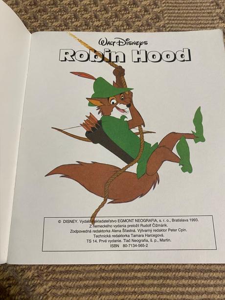 Krásna mini knižka walt disney robin hood egmont, 