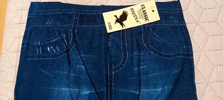 Modré elastické legíny, s