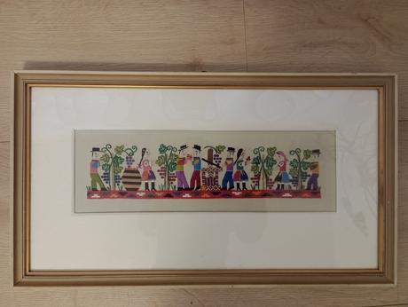 Vyšívaný obraz vinobranie, 