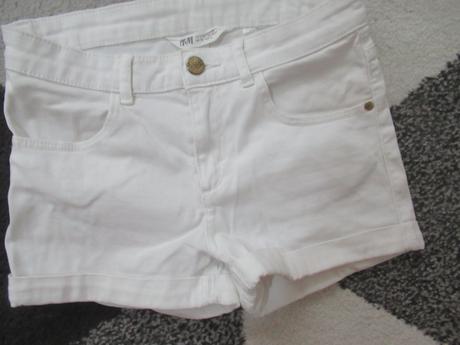 Biele riflové kraťase 11-12 rokov, h&m,152