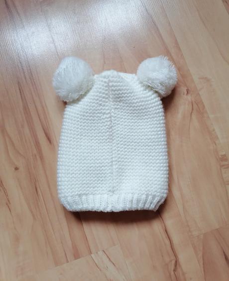 Krémová čiapočka na zimu s brmbolcami - 86/98, lupilu,92