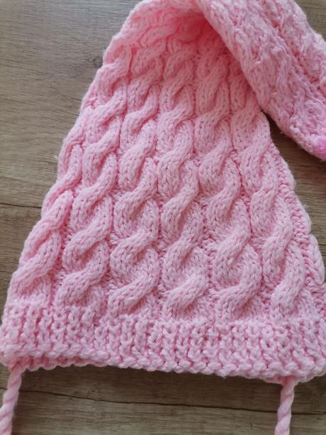 Dievčenska ružová strikovana čiapka, 68