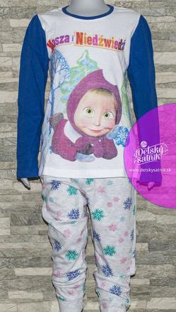 Pyžamo dievčenské máša a medveď dlhé modré, 122 / 128