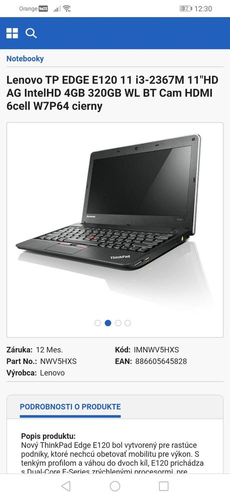 Notebook lenovo e120, lenovo