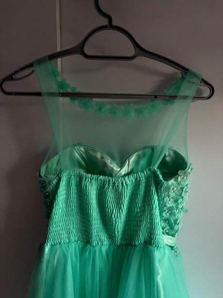 Tyrkysové šaty s kvetinkami, l