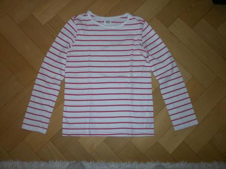 Biele tričko s tmavoružovými pásikmi, f&f,140