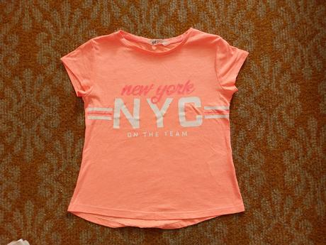 Oranžové dievčenské tričko s potlačou, h&m,152