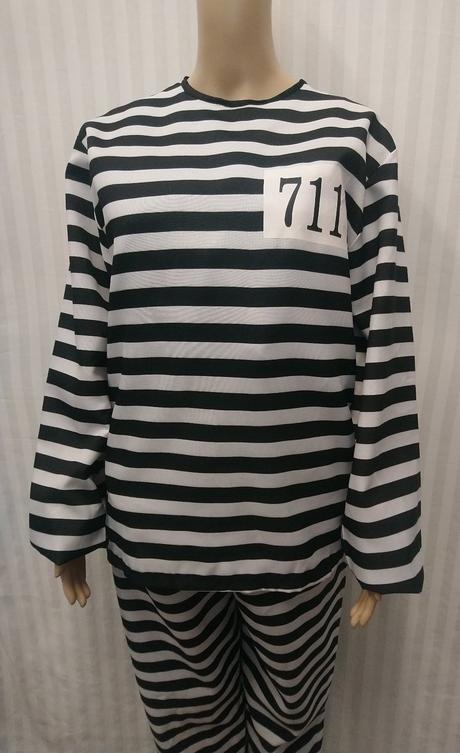 2 dielny kostým väzeň, čiernobiely, s,