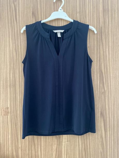 Tmavomodrá blúzka bez rukávov, h&m,xs