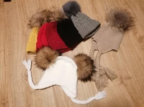 Detské zimné čiapky s pravou kožušinou, 80