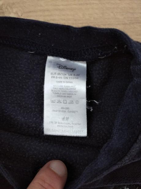 Velúrová mikina disney (h&m), veľ. 98/104, h&m,104