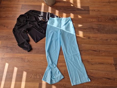 Modré nohavice s rozparkami, l