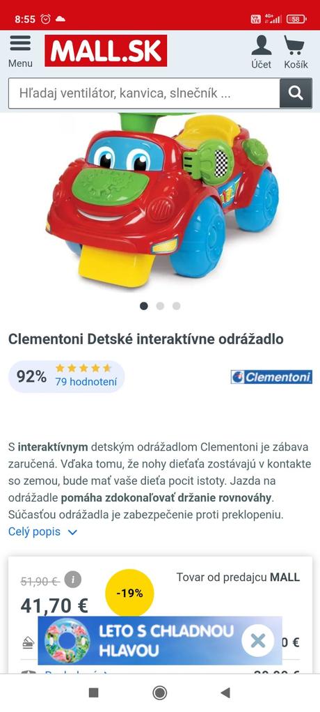 Hracie zvukove auticko odrazadlo clementoni, 