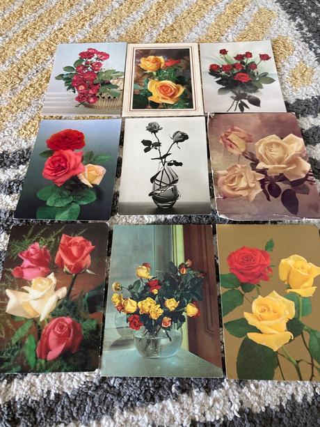 Pohľadnice kytice 80-90te roky 4ks,