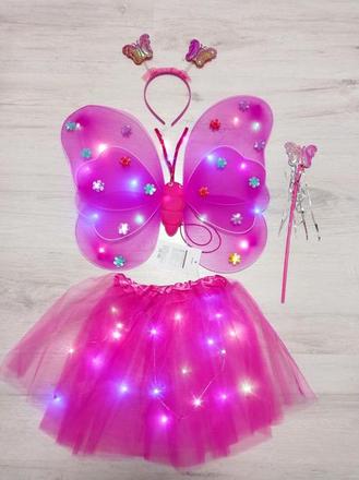 Nový krásny detský kostým svietiaci motýľ na 3 - 6, 