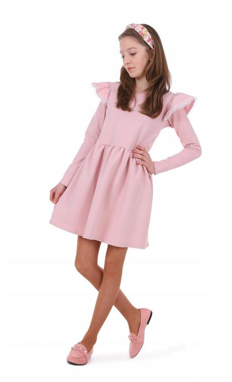 Dievčenské šaty s volánikmi ružová, 116 - 146