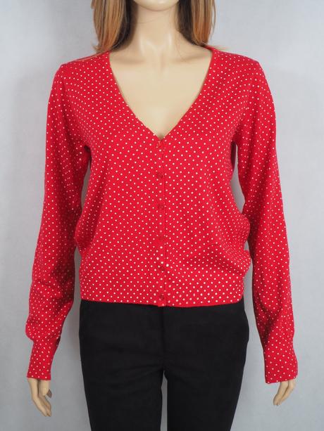 Kvalitný červený bodkovaný sveter la redoute, 42