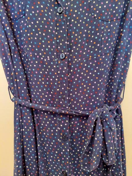 Tmavomodre bodkovane saty zn. f&f, vel. s, f&f,s