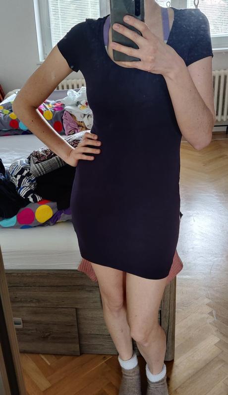 Tmavomodre mini saty, h&m,s