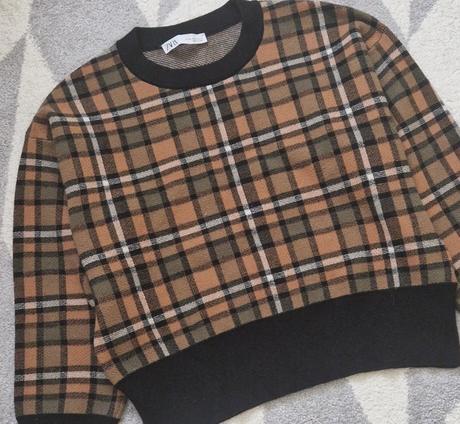Zara károvaný pulóver, zara,m