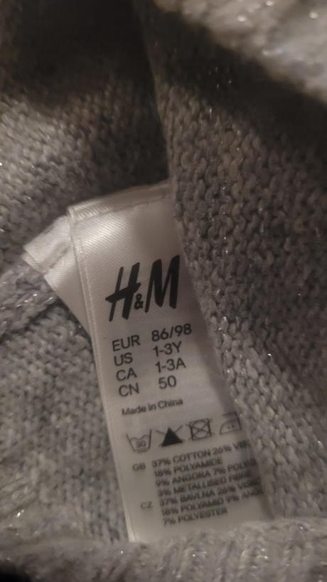Strieborná s mašľou, h&m,92