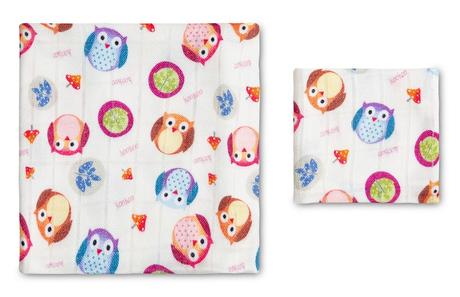 Sensillo sada bambusových plienok sova 30x30cm a 7, 