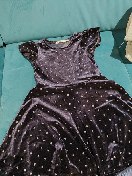 Tmavomodré zamatové šaty, h&m,98