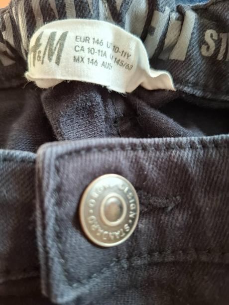 Čierne rifle h&m s nastavením v páse,  146, h&m,146