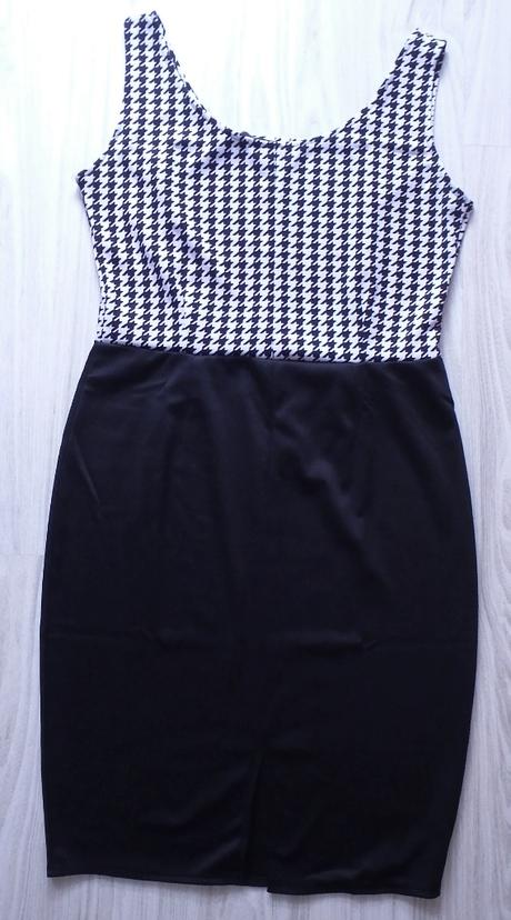 Peekaboo čierno-biele vzorované šaty + crop top, 38 - xl