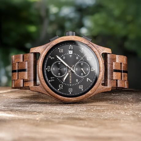 Drevené hodinky majestic black,