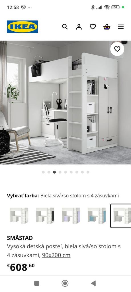 Poschodová posteľ ikea, šírka (cm): 90,dĺžka (cm): 200