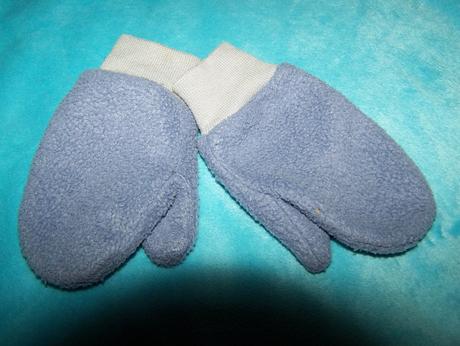 Flisové šedomodré palčákové rukavičky, 80