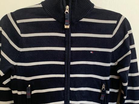 Tommy hilfiger tmavomodrý sveter na zips, tommy hilfiger,s