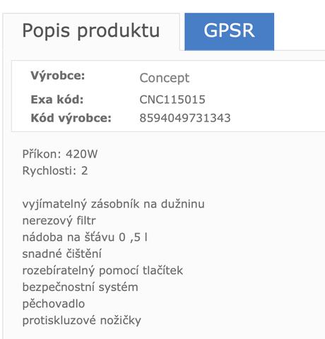 Concept odšťavovač, 