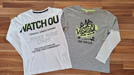 2x tričko dlhý rukáv 140/146, bonprix,140