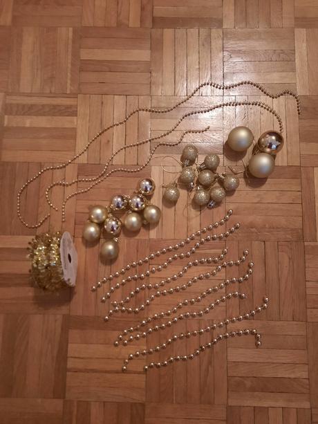 Zlatá vianočná reťaz + stuha, 