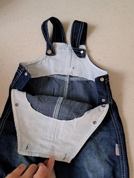 Modré nohavice na traky s medvedíkom, 86