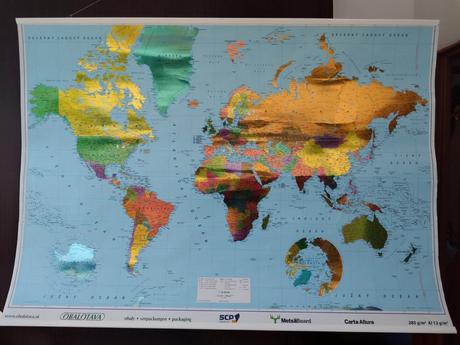 Exkluzívna metalická mapa sveta (veľký formát),