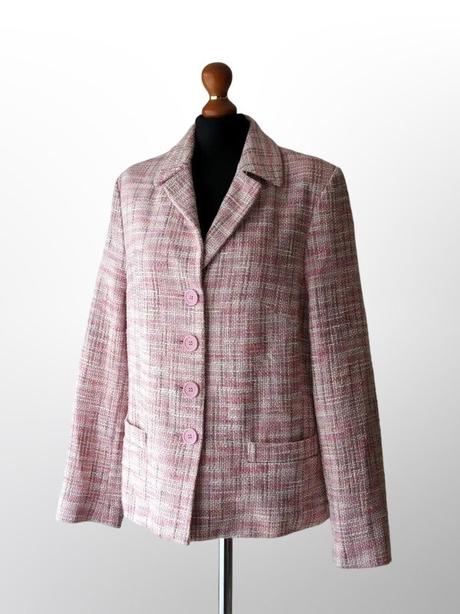 Elegantné ružové tvídové sako/blejzer zn.encadeé, xl