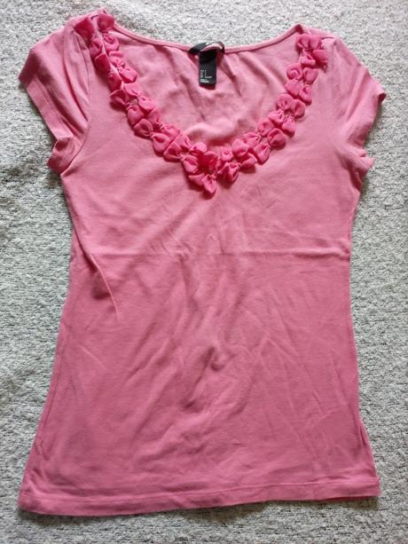 Ružové tričko s mašličkami, h&m,s