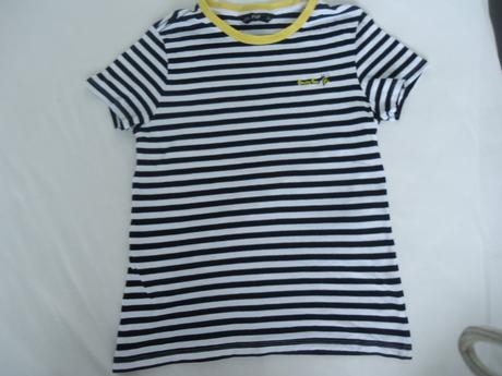 Modro biele pásikavé tričko s včielkou, f&f,xs